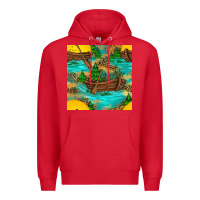 Red Lake Boat Rudder And Sunflowers Seamless Pattern Premium Hoodie - BundleAndBundleShop