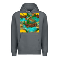 Rock Lake Boat Rudder And Sunflowers Seamless Pattern Premium Hoodie - BundleAndBundleShop