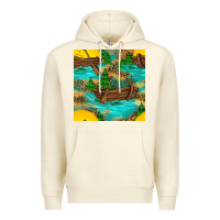 Sandshell Lake Boat Rudder And Sunflowers Seamless Pattern Premium Hoodie - BundleAndBundleShop