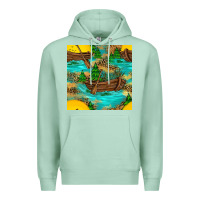 Seafoam Lake Boat Rudder And Sunflowers Seamless Pattern Premium Hoodie - BundleAndBundleShop