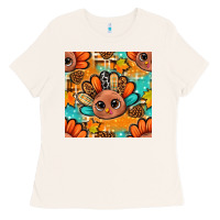 Bone thanksgiving turkey and cone with tartan seamless pattern bbs Ladies Tee - BundleAndBundleShop