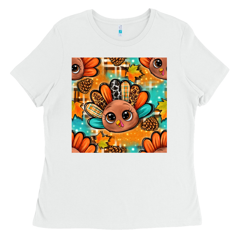 Thanksgiving Turkey And Cone With Tartan Seamless Pattern Bbs Ladies Tee by BundleAndBundleShop | Teevron