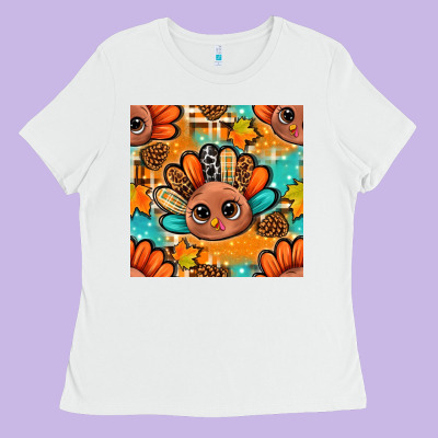 Thanksgiving Turkey And Cone With Tartan Seamless Pattern Bbs Ladies Tee Designed By Bundleandbundleshop