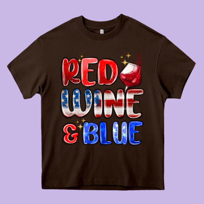 Red Wine And Blue Heavy Core Tee Designed By Maliassmallbusiness