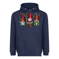 Navy christmas gnomes celebration Heavyweight Hoodie - CowhideDigitalArt