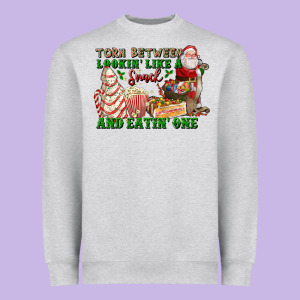 Torn Between Lookin Like A Snack And Eatin One Heavyweight Sweatshirt Designed By Fadigitalartstudio