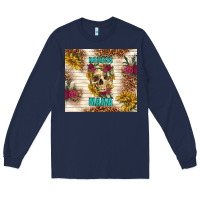 Navy badass mama with flowers Long Sleeve Tee - TumblerDesignByShophia
