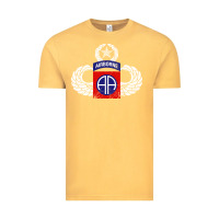 Vintage Mustard 82nd Airborne Div Parachutist Wings and Patch - Distressed Vintage Tee - baoMotion