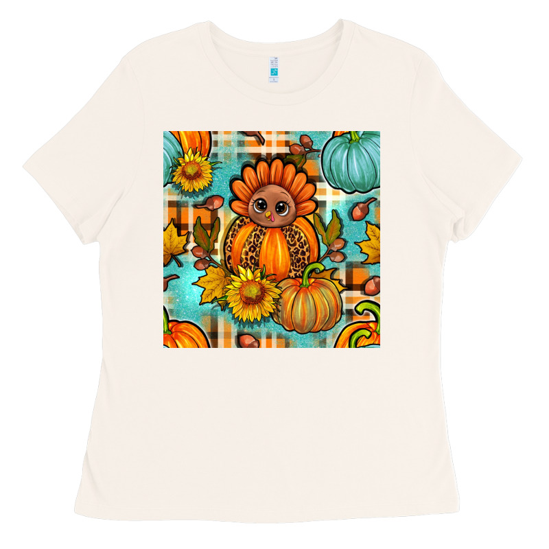 Thanksgiving Turkey With Tartan Seamless Pattern Bbs Ladies Tee by BundleAndBundleShop | Teevron