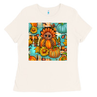 Bone thanksgiving turkey with tartan seamless pattern bbs Ladies Tee - BundleAndBundleShop