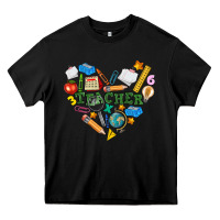 Black teacher heart Heavy Core Tee - NancyCooperArtShop