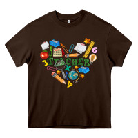 Chocolate Brown teacher heart Heavy Core Tee - NancyCooperArtShop