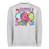 Heather Grey Happy Easter eggs Heavyweight Sweatshirt - OliviaCreatesArt