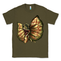 Army Green dilophosaurus face Classic Tee - LillyAllenDesigns