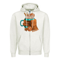 Winter Coffee Cup With Scarf Zipper Hoodie | Teevron