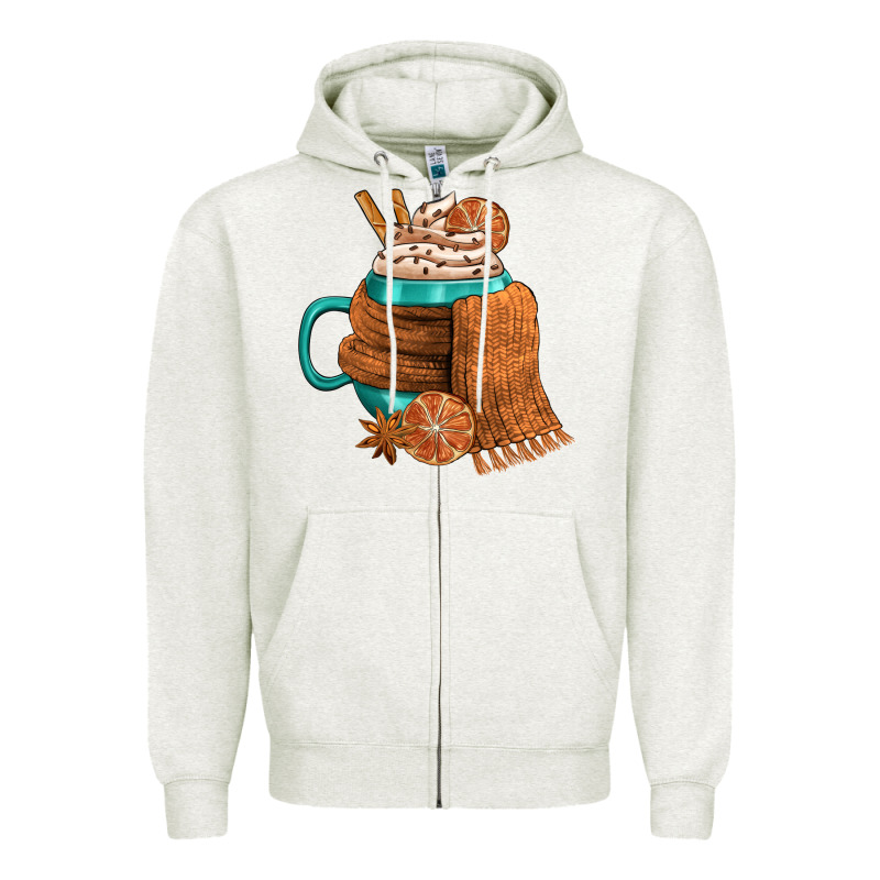 Winter Coffee Cup With Scarf Zipper Hoodie by FaDigitalArtStudio | Teevron