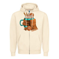 Sandshell Winter Coffee Cup With Scarf Zipper Hoodie - FaDigitalArtStudio