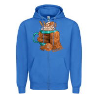 True Royal Winter Coffee Cup With Scarf Zipper Hoodie - FaDigitalArtStudio