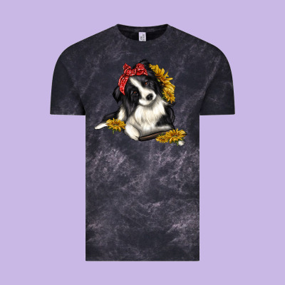 Border Collie With Bandanna Vintage Tee Designed By Texasbilliewilder