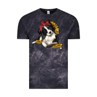 Cloud Black border collie with bandanna Vintage Tee - texasbilliewilder