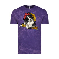 Cloud Purple border collie with bandanna Vintage Tee - texasbilliewilder