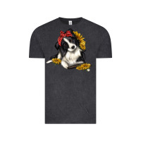 Vintage Black border collie with bandanna Vintage Tee - texasbilliewilder