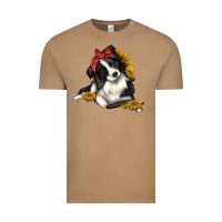Vintage Coffee border collie with bandanna Vintage Tee - texasbilliewilder