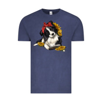 Vintage Denim border collie with bandanna Vintage Tee - texasbilliewilder