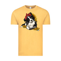 Vintage Mustard border collie with bandanna Vintage Tee - texasbilliewilder
