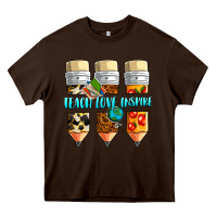 Chocolate Brown teach love inspire Heavy Core Tee - NancyCooperArtShop