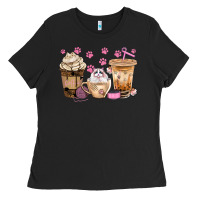 Black cat coffee cups with paw bbs Ladies Tee - BundleAndBundleShop