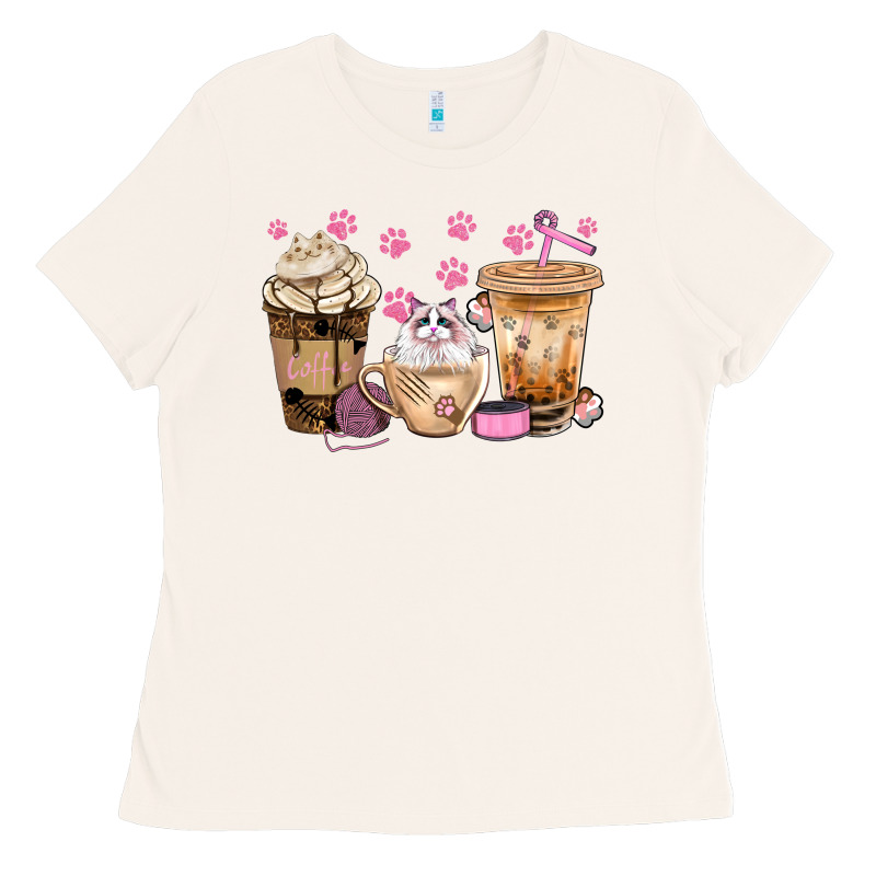 Cat Coffee Cups With Paw Bbs Ladies Tee by BundleAndBundleShop | Teevron