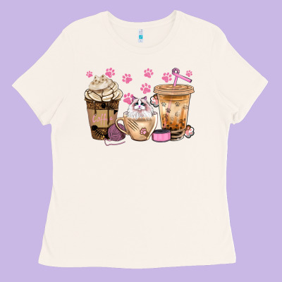 Cat Coffee Cups With Paw Bbs Ladies Tee Designed By Bundleandbundleshop