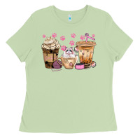 Matcha cat coffee cups with paw bbs Ladies Tee - BundleAndBundleShop