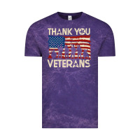 Cloud Purple Thank You Veterans American Flag Patriotic Vintage Tee - baoMotion