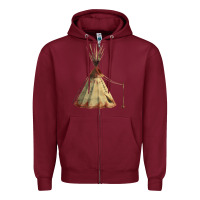 Burgundy teepe tipi Zipper Hoodie - FaDigitalArtStudio