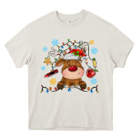 Cream christmas deer school Heavy Core Tee - MaliasSmallBusiness