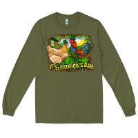 Army Green It's St. Patrick's Day Rooster And Chicken Long Sleeve Tee - RanaPortraitStore