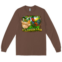 Chestnut It's St. Patrick's Day Rooster And Chicken Long Sleeve Tee - RanaPortraitStore