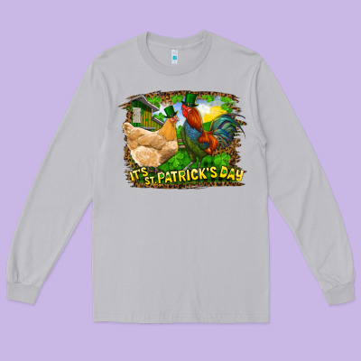 It's St. Patrick's Day Rooster And Chicken Long Sleeve Tee Designed By Ranaportraitstore