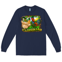 Navy It's St. Patrick's Day Rooster And Chicken Long Sleeve Tee - RanaPortraitStore