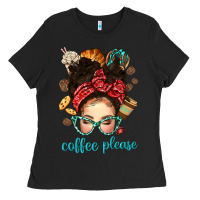 Black coffee please messy bun with coffee bean bbs Ladies Tee - BundleAndBundleShop