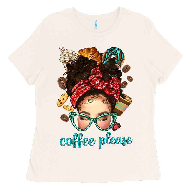 Coffee Please Messy Bun With Coffee Bean Bbs Ladies Tee by BundleAndBundleShop | Teevron
