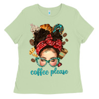 Matcha coffee please messy bun with coffee bean bbs Ladies Tee - BundleAndBundleShop