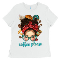 White coffee please messy bun with coffee bean bbs Ladies Tee - BundleAndBundleShop