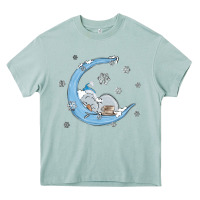 Arona snowman and moon Heavy Core Tee - MaliasSmallBusiness