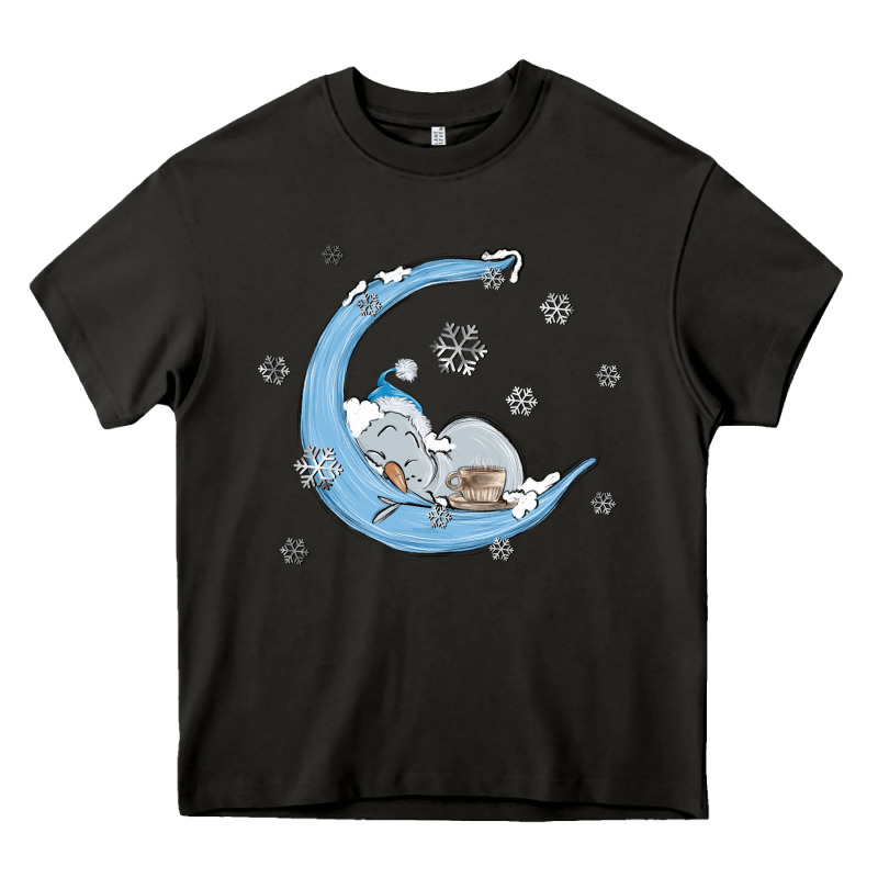 Snowman And Moon Heavy Core Tee by MaliasSmallBusiness | Teevron