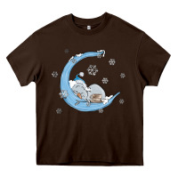 Chocolate Brown snowman and moon Heavy Core Tee - MaliasSmallBusiness