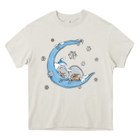 Cream snowman and moon Heavy Core Tee - MaliasSmallBusiness