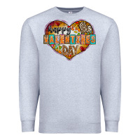 Heather Grey Happy Valentınes Day Premium Sweatshirt - CowhideDigitalArt